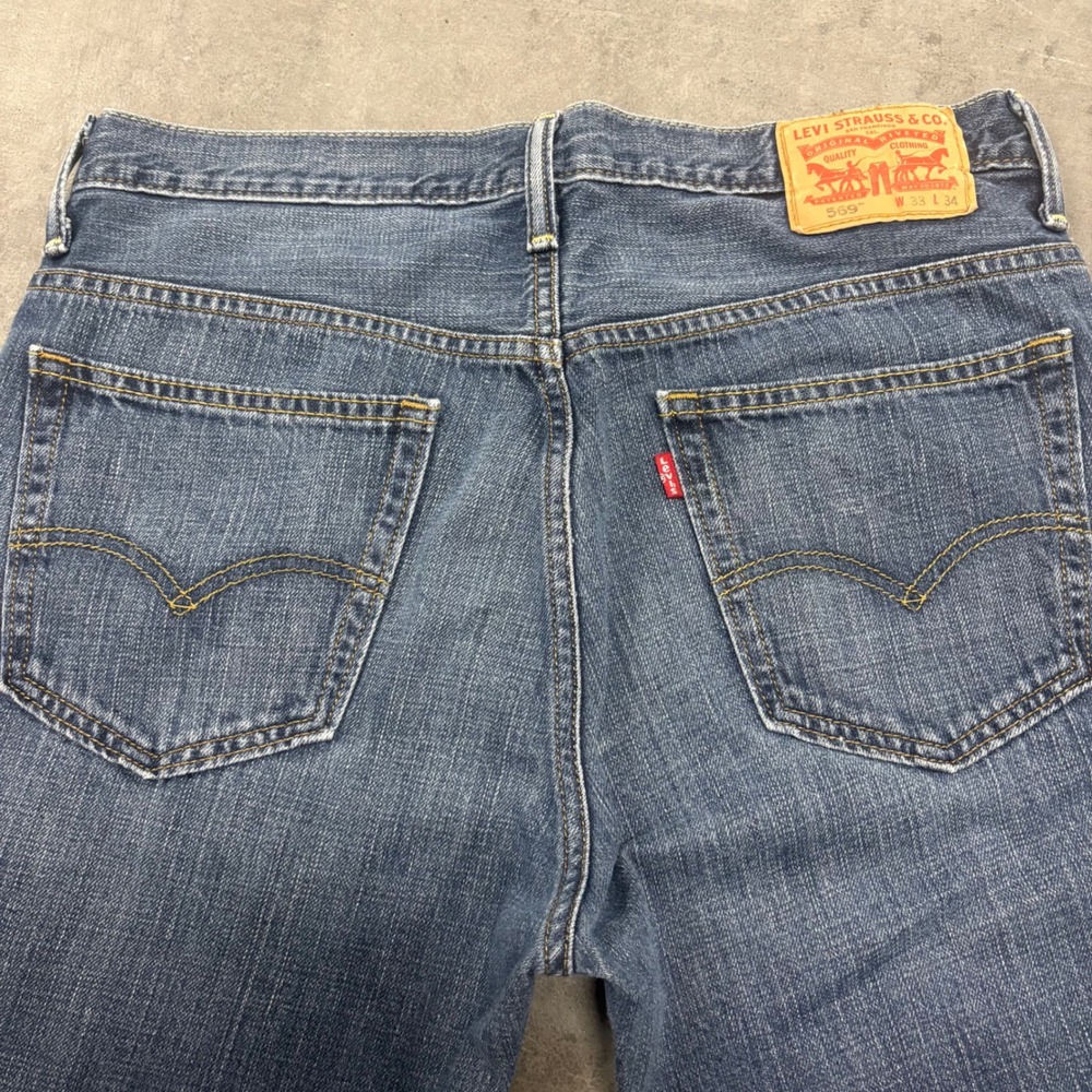 Levis 569 Loose Dark Straight Leg Jeans Mens 33x34 Blue Baggy Skate Denim Pants - Picture 5 of 6